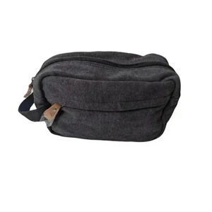 Mens Travel Toiletry Canvas Bag Charcoal Gray / Black Color Shaving Bag